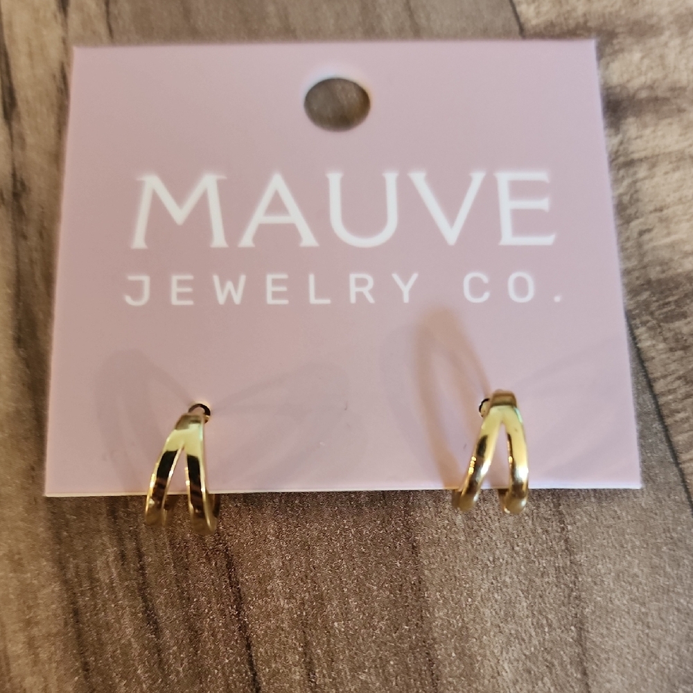 Mauve Gold Twist Earrings